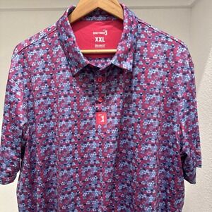 BogeyBros Polo Shirt Mens 2XL Purple Blue Geometric Golf Performance Stretch